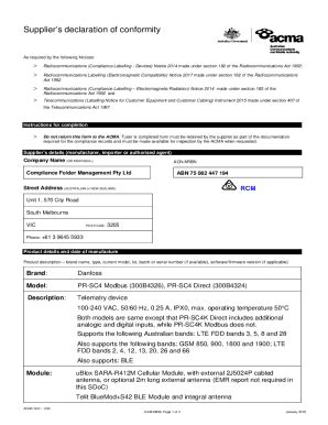 Fillable Online Supplier S Declaration Of Conformity Device Report