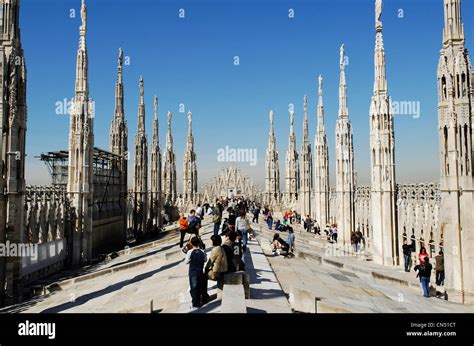 Italy Lombardy Milan The Terrace On The Roof Of The Duomo Town