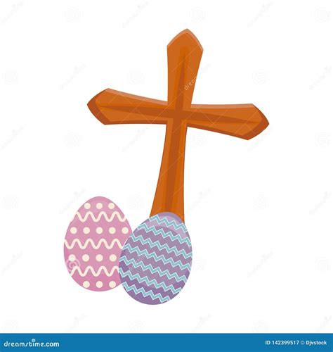 Cross Catholic with Eggs of Easter Stock Vector - Illustration of ...