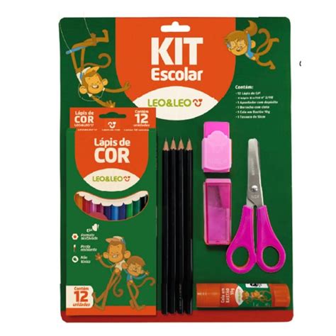 Kit Escolar 20 Peças Rosa Leo Leo