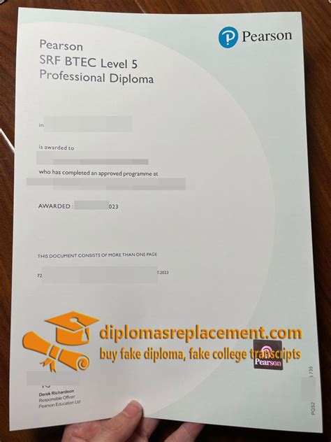 Buy Fake Pearson Srf Btec Diploma Level 5 Professional Diploma