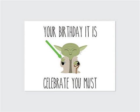 Star Wars Birthday Card Printable Yoda By Remembernovembershop