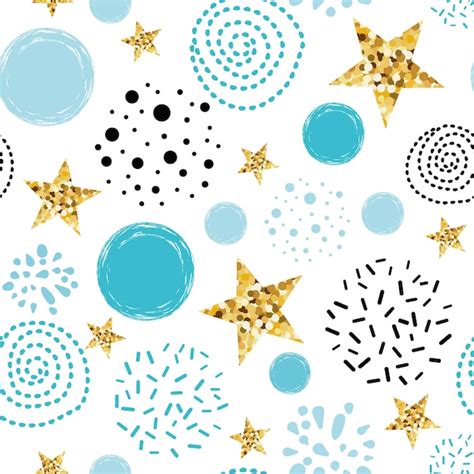 Doodle Stella Senza Cuciture Sfondo Blu Stella D Oro Astratto Oro