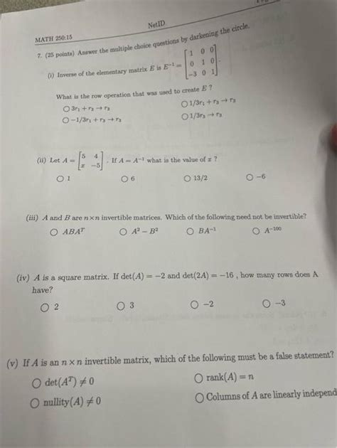 Solved 7 25 Points Answer The Multiple Choice Questivne