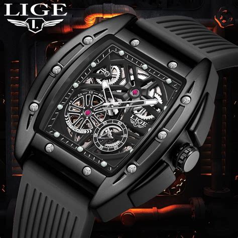 LIGE Reloj Con Mecanismo Autom Tico De Tourbillon Para Hombre Accesorio