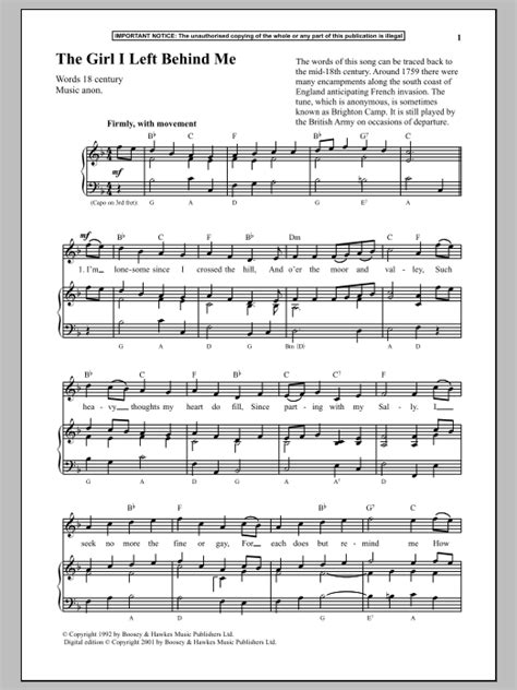 The Girl I Left Behind Me Sheet Music Direct