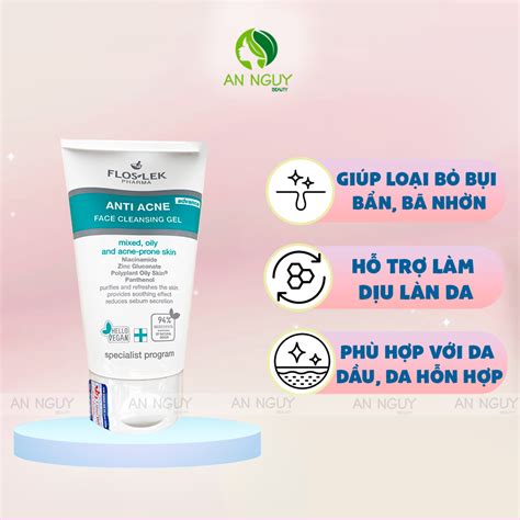 Sữa Rửa Mặt Floslek Anti Acne Bacterial Face Cleansing Gel Cho Da Dầu