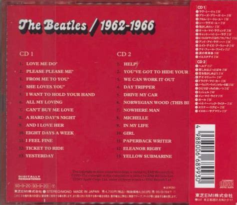 The Beatles 1962 1966 [the Red Album] Japanese 2 Cd Album Set Double