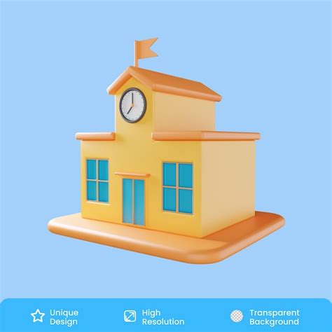 Ilustração 3d Da Escola Psd Premium