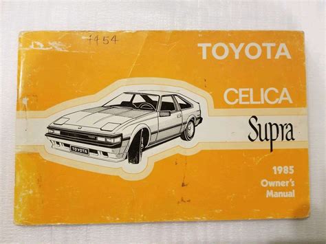 1985 Toyota Celica Supra Owners Manual DIY Repair Manuals