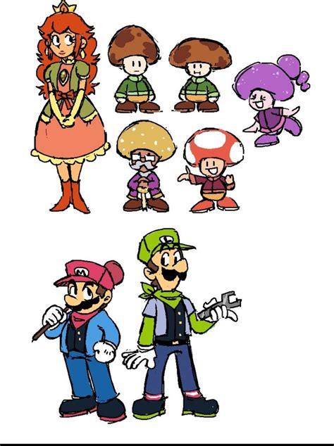 Official D-Side Mario, Luigi, Peach, Toad, Toadette, Toadsworth and two ...