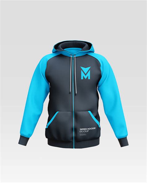 Zipped Hoodie Mockup Template Set in PSD format