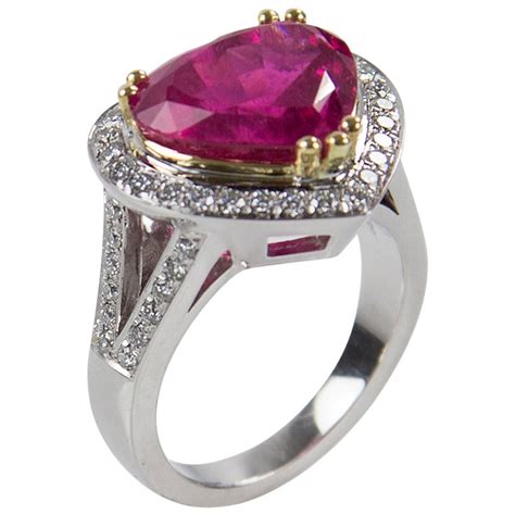 Heart Shaped Amethyst Diamond Gold Cocktail Ring At Stdibs