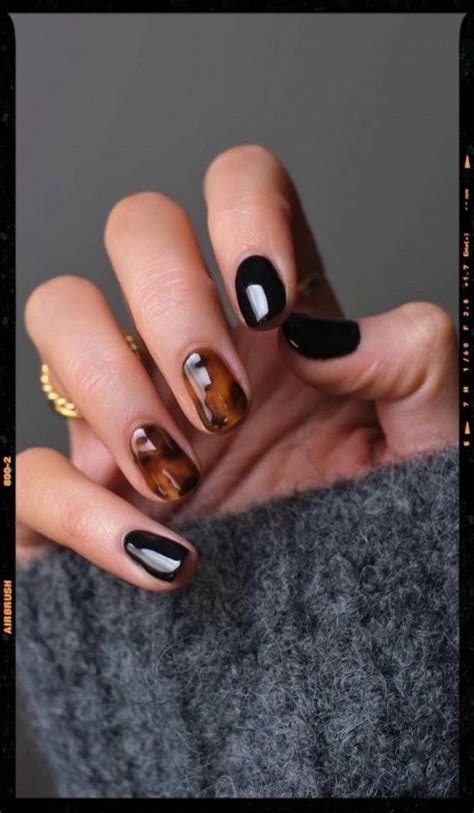 Black And Tortoiseshell Short Nails In Chloe Nails Dope Nails