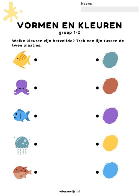 Werkblad Kleuren Groep 1 2 Kleur Matchen Thema Onderwater Wiesewijs