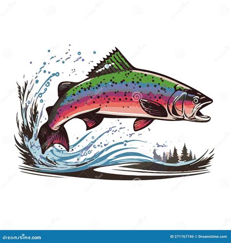 Rainbow Trout Logo Great Vector Template For Rainbow Fishing Activity