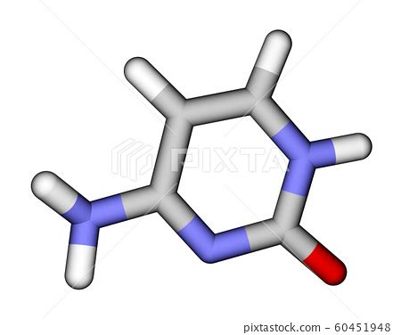 Nucleobase Cytosine Sticks Molecular Model Stock Illustration