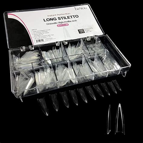 VIVACE Clear Long Stiletto 500pcs Artificial Fake Gel Nail Tips 10