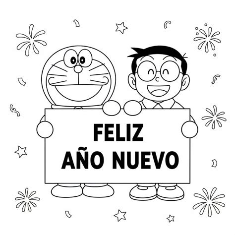 Dibujar Feliz Año Nuevo para niños para colorear, imprimir e dibujar