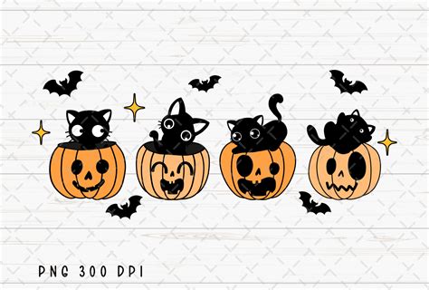 Black Cat Pumpkin Halloween Spooky PNG Graphic By Flora Co Studio