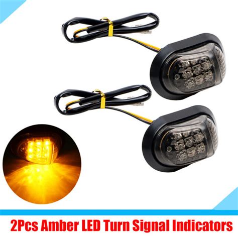 Pair Amber Motorcycle Dirt Bike Led Flush Mount Turn Signal Indicators