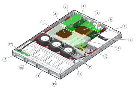 Locations Of Internal Server Components Sun Fire X2270 M2 Server