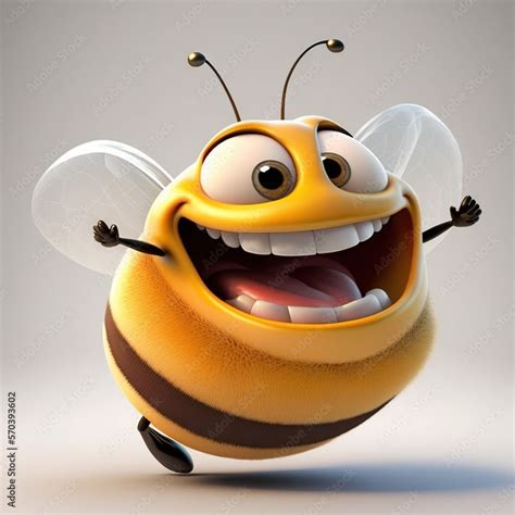 A Cartoon Bee With A Big Smile On Its Face And Arms With Its Mouth