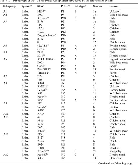 Table 1 From Automated Ribotyping A Rapid Typing Method For Analysis