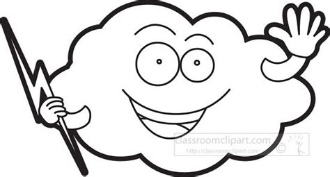 Weather Outline Clipart-weather cartoon cloud with lightning black outline