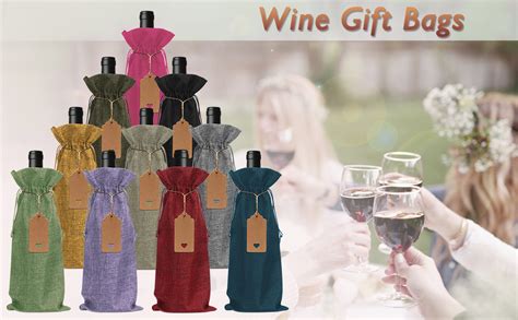 Amazon FYY Burlap Wine Gift Bags 10 Pcs Christmas Wine Bottle