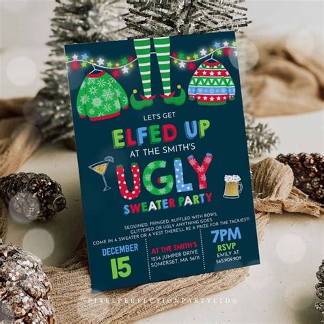 Ugly Sweater Party Invitation Christmas Ugly Sweater Invite Ugly