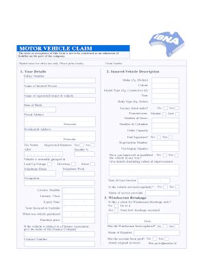 Fillable Online Motor Vehicle Claim Form Eps Fax Email Print Pdffiller