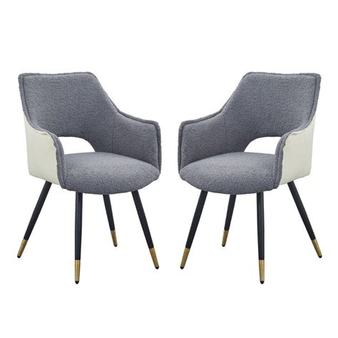 Benjara White Gray And Black Velvet Metal Legs Dining Chair Set Of 2