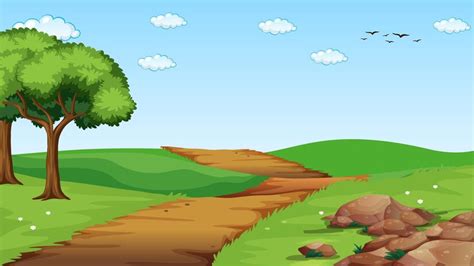 Premium Vector | Cartoon Forest Background Vector with road forest ...