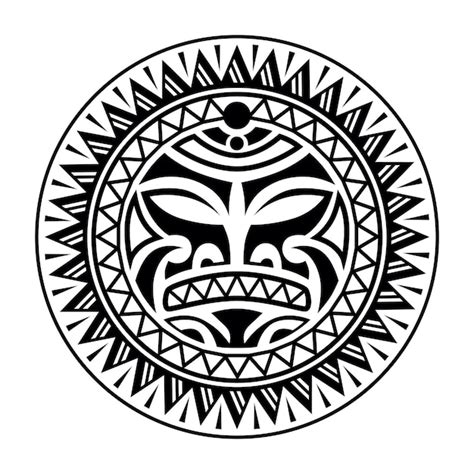 Rundes Tattoo Ornament Mit Sonnengesicht Im Maori Stil Afrikanischen