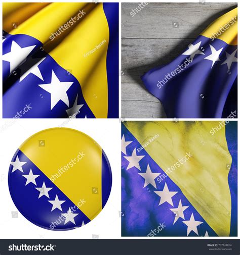 Composition Four 3d Rendering Bosnia Herzegovina Stock Illustration