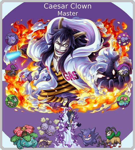Caesar Clown, Pokemon x One Piece Team by LuxrayHeart on DeviantArt