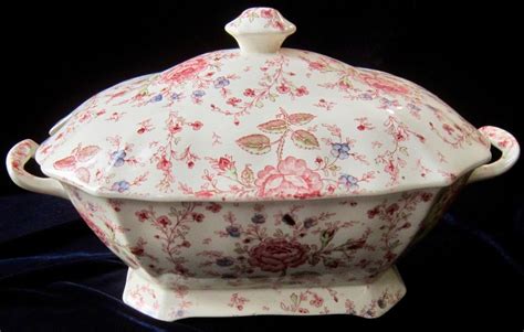 Johnson Bros Rose Chintz Rectangular Soup Tureen Pink Backstamp