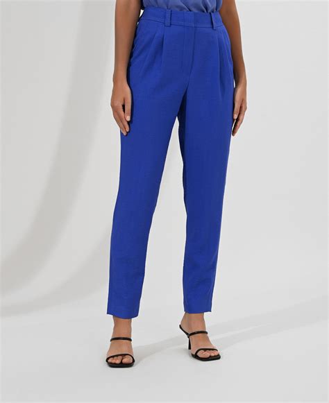 Зауженные брюки с высокой посадкой цвет синий, размер 42 , купить в ...