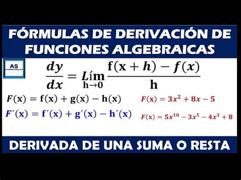 DERIVADA DE UNA SUMA O RESTA DE FUNCIONES YouTube