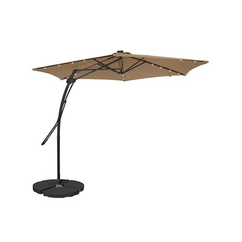 Mondawe 10 Ft Hexagon Tan Offset Patio Umbrella With Solar Lights And