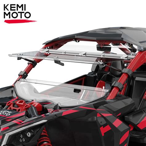 KEMIMOTO UTV PC Flip Windshield For Can Am Maverick X3 X3 Max Scratch