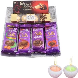 Surpriseforu Premium Dairy Milk Silk Combo Unique Concrite Diya Gift