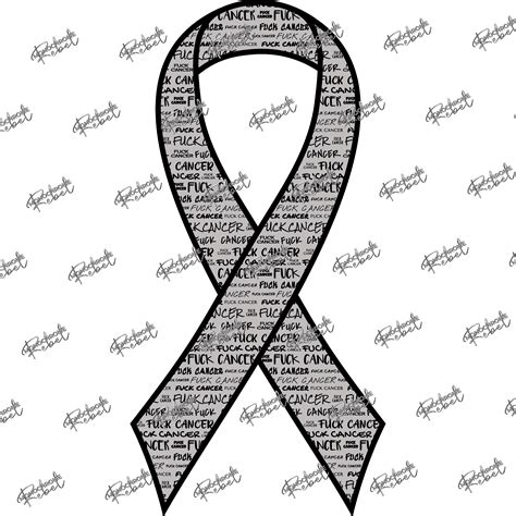 Fuck Cancer Ribbon Brain Grey Monochrome Rebel
