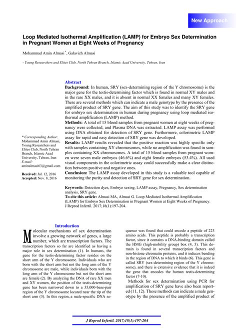 Pdf Loop Mediated Isothermal Amplification Lamp For Embryo Sex