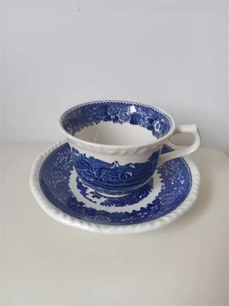 Grande Tasse Caf Et Soucoupe Porcelaine Anglais Bleu Adams English