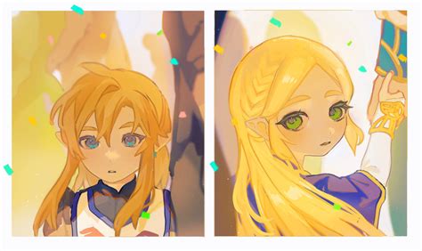 Safebooru 1boy 1girl Absurdres Blonde Hair Blue Eyes Braid Confetti Earrings Green Eyes Hair