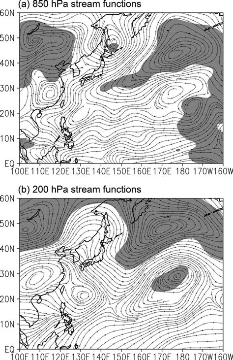 Same As In Fig 3 But For A 850 Hpa Stream Functions And B 200 Hpa