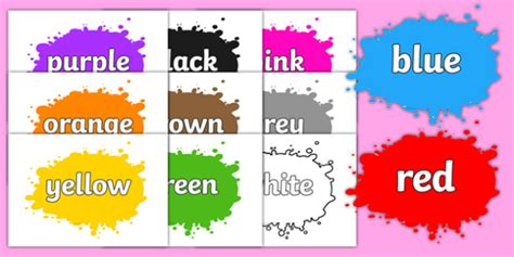 Colour Names On Splats Art Teacher Made Twinkl