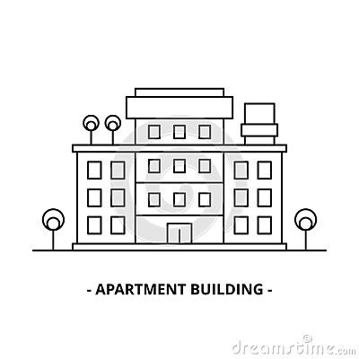 Apartment Building Thin Line Design Template Royalty Free Stock Photo